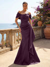 Satin Mermaid Off the Shoulder Ruffles Mother of the Bride Dresses