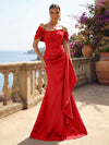 Satin Mermaid Off the Shoulder Ruffles Mother of the Bride Dresses