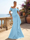 Satin Mermaid Off the Shoulder Ruffles Mother of the Bride Dresses