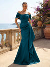 Satin Mermaid Off the Shoulder Ruffles Mother of the Bride Dresses