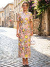 Sequin Sheath High Neck Floral Formal Dresses