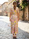 Sequin Sheath High Neck Floral Formal Dresses