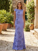 Jersey Mermaid Crew Neck 3D Flowers Formal Dresses with Beads