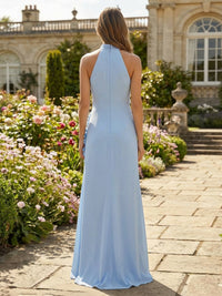 Jersey Sheath Halter 3D Flowers Formal Dresses