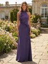 Jersey Sheath Halter 3D Flowers Formal Dresses