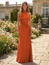 Jersey Sheath Halter 3D Flowers Formal Dresses