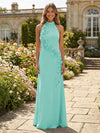 Jersey Sheath Halter 3D Flowers Formal Dresses