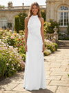 Jersey Sheath Halter 3D Flowers Formal Dresses