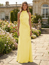 Jersey Sheath Halter 3D Flowers Formal Dresses