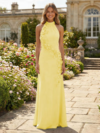 Jersey Sheath Halter 3D Flowers Formal Dresses
