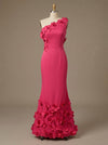 Jersey Mermaid One Shoulder 3D Flowers Formal Dresses