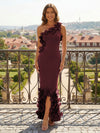 Jersey Mermaid One Shoulder 3D Flowers Formal Dresses