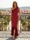 Jersey Mermaid One Shoulder 3D Flowers Formal Dresses