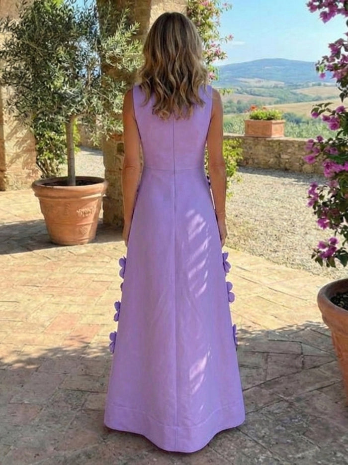 Jersey A-Line Crew Neck 3D Flowers Mother of the Bride Dresses
