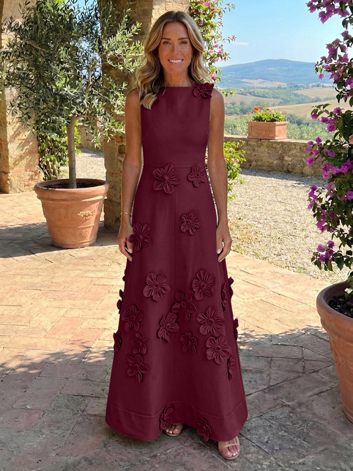 Jersey A-Line Crew Neck 3D Flowers Mother of the Bride Tent/ Trapeze Dresses