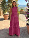 Jersey A-Line Crew Neck 3D Flowers Mother of the Bride Tent/ Trapeze Dresses