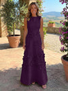 Jersey A-Line Crew Neck 3D Flowers Mother of the Bride Tent/ Trapeze Dresses