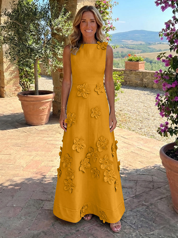 Jersey A-Line Crew Neck 3D Flowers Mother of the Bride Tent/ Trapeze Dresses