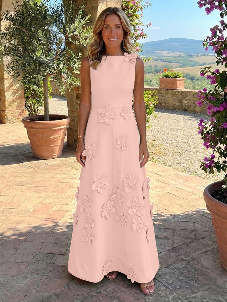 Jersey A-Line Crew Neck 3D Flowers Mother of the Bride Tent/ Trapeze Dresses