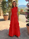 Jersey A-Line Crew Neck 3D Flowers Mother of the Bride Tent/ Trapeze Dresses