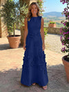 Jersey A-Line Crew Neck 3D Flowers Mother of the Bride Tent/ Trapeze Dresses