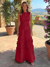 Jersey A-Line Crew Neck 3D Flowers Mother of the Bride Tent/ Trapeze Dresses
