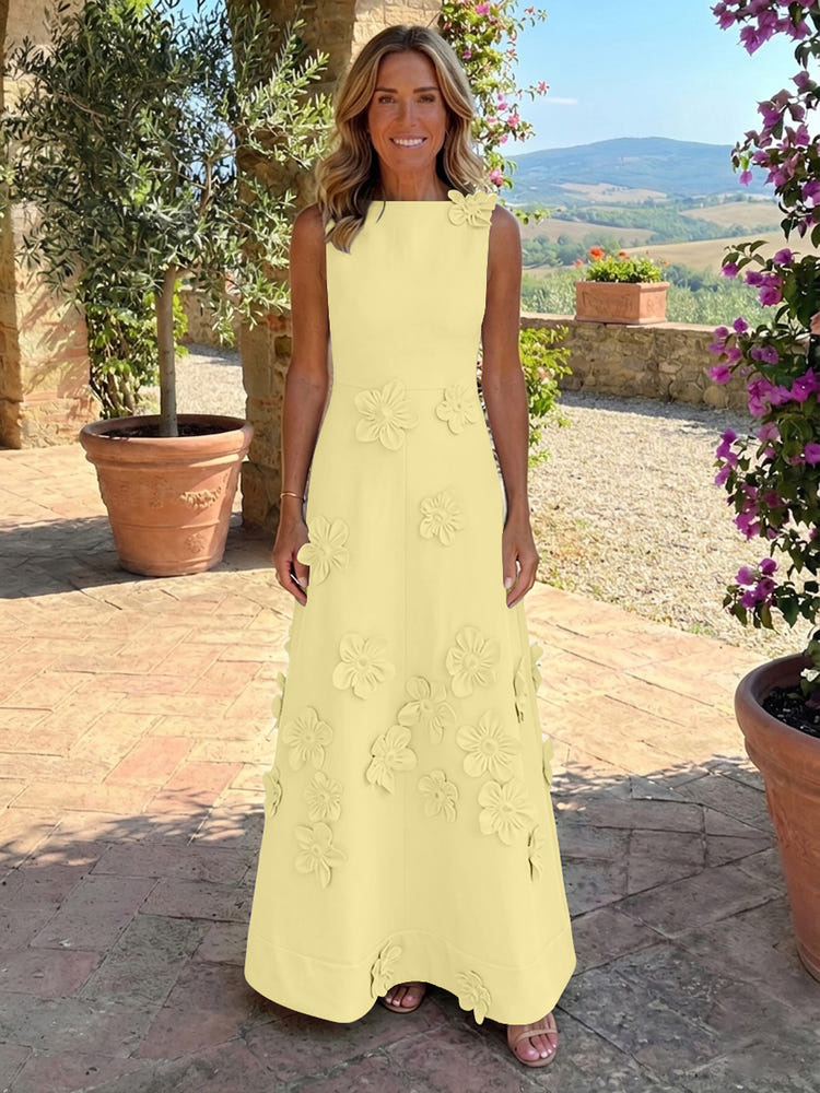 Jersey A-Line Crew Neck 3D Flowers Mother of the Bride Tent/ Trapeze Dresses