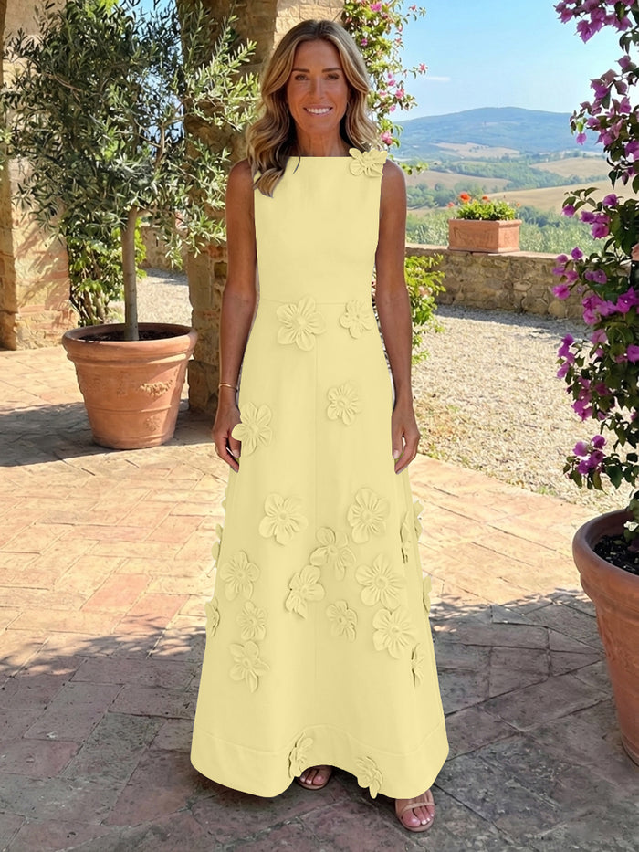 Jersey A-Line Crew Neck 3D Flowers Mother of the Bride Tent/ Trapeze Dresses