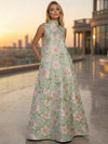 Satin Jacquard A-Line High Neck Pocket Formal Tent/ Trapeze Dresses