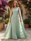 Chiffon A-Line One Shoulder Simple Formal Dresses with Cape