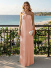 Chiffon A-Line Strapless Pleated Formal Tent/ Trapeze /Tube Dresses with Ribbon