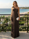 Chiffon A-Line Strapless Pleated Formal Tent/ Trapeze /Tube Dresses with Ribbon