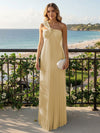 Chiffon A-Line Strapless Pleated Formal Tent/ Trapeze /Tube Dresses with Ribbon