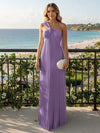 Chiffon A-Line Strapless Pleated Formal Tent/ Trapeze /Tube Dresses with Ribbon