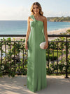 Chiffon A-Line Strapless Pleated Formal Tent/ Trapeze /Tube Dresses with Ribbon