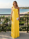 Chiffon A-Line Strapless Pleated Formal Tent/ Trapeze /Tube Dresses with Ribbon
