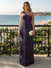 Chiffon A-Line Strapless Pleated Formal Tent/ Trapeze /Tube Dresses with Ribbon