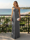 Chiffon A-Line Strapless Pleated Formal Tent/ Trapeze /Tube Dresses with Ribbon