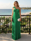 Chiffon A-Line Strapless Pleated Formal Tent/ Trapeze /Tube Dresses with Ribbon
