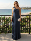 Chiffon A-Line Strapless Pleated Formal Tent/ Trapeze /Tube Dresses with Ribbon