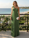Chiffon A-Line Strapless Pleated Formal Tent/ Trapeze /Tube Dresses with Ribbon