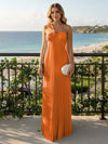 Chiffon A-Line Strapless Pleated Formal Tent/ Trapeze /Tube Dresses with Ribbon
