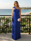 Chiffon A-Line Strapless Pleated Formal Tent/ Trapeze /Tube Dresses with Ribbon