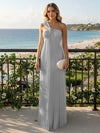 Chiffon A-Line Strapless Pleated Formal Tent/ Trapeze /Tube Dresses with Ribbon