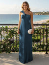 Chiffon A-Line Strapless Pleated Formal Tent/ Trapeze /Tube Dresses with Ribbon