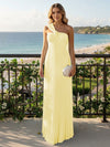 Chiffon A-Line Strapless Pleated Formal Tent/ Trapeze /Tube Dresses with Ribbon