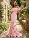 Jersey Mermaid Off the Shoulder 3D Flowers Formal Dresses