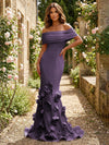 Jersey Mermaid Off the Shoulder 3D Flowers Formal Dresses
