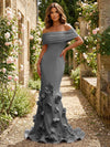 Jersey Mermaid Off the Shoulder 3D Flowers Formal Dresses