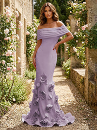Jersey Mermaid Off the Shoulder 3D Flowers Formal Dresses